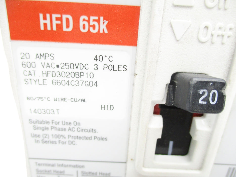 EATON HFD3020BP10 20A 600VAC UNMP