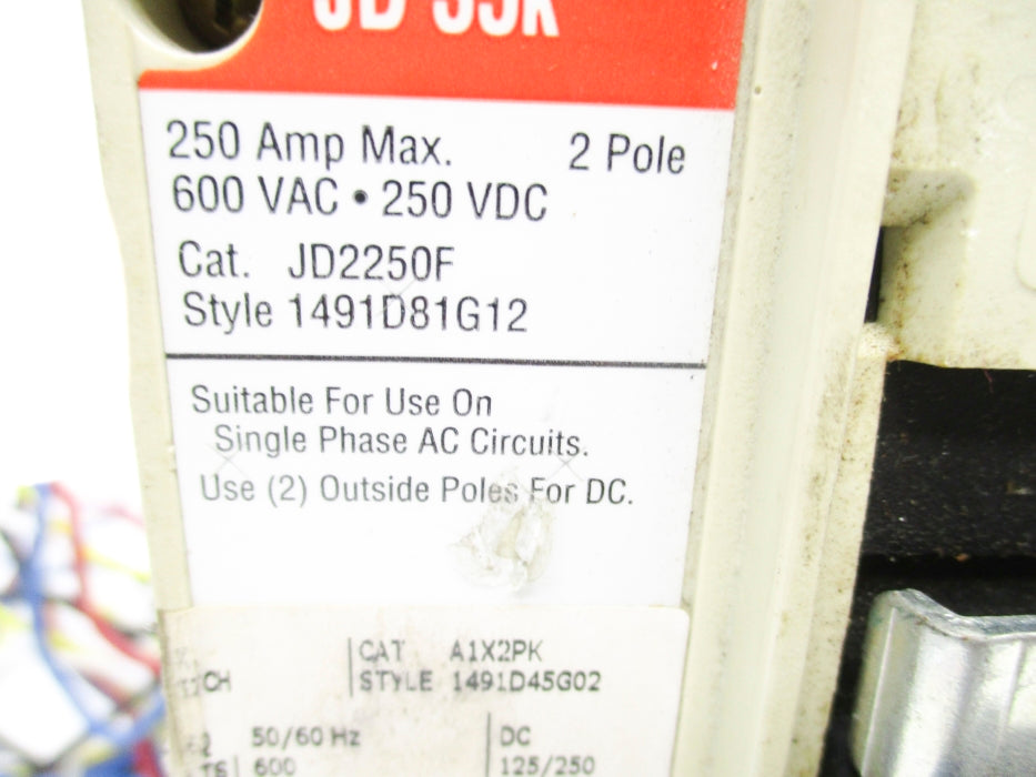 CUTLER HAMMER JD2250F 250A 600VAC UNMP