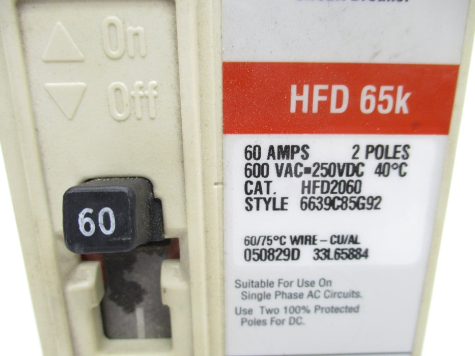 CUTLER HAMMER HFD2060 60A 600VAC UNMP