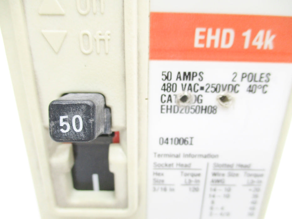 CUTLER HAMMER EHD2050H08 50A 480VAC UNMP