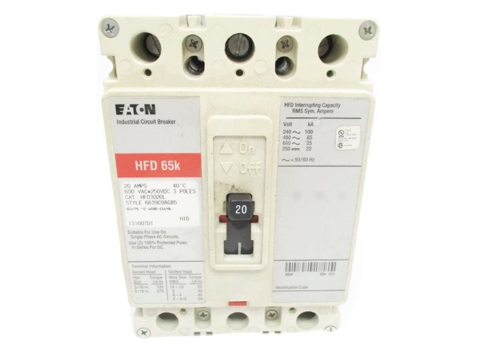 CUTLER HAMMER HFD3020L 20A 600VAC UNMP