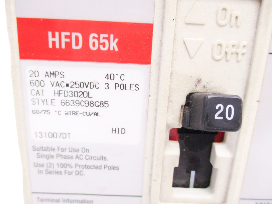 CUTLER HAMMER HFD3020L 20A 600VAC UNMP