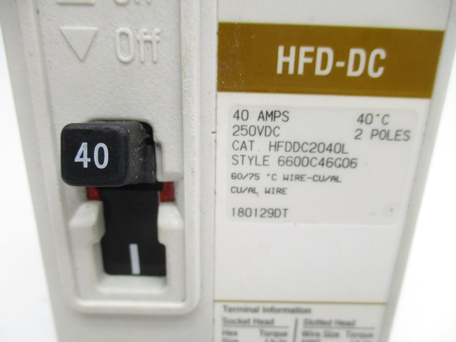 EATON HFDDC2040L 40A 250VDC UNMP