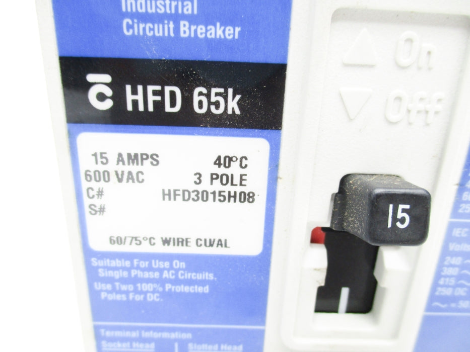 CUTLER HAMMER HFD3015H08 15A 600VAC NSNP