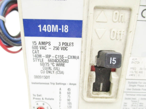ALLEN BRADLEY 140M-I8P-C15S-CXM 15A 600VAC UNMP