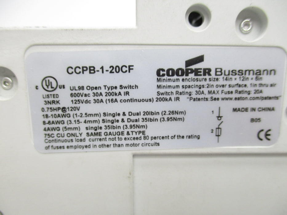 COOPER CCPB-1-20CF UNMP
