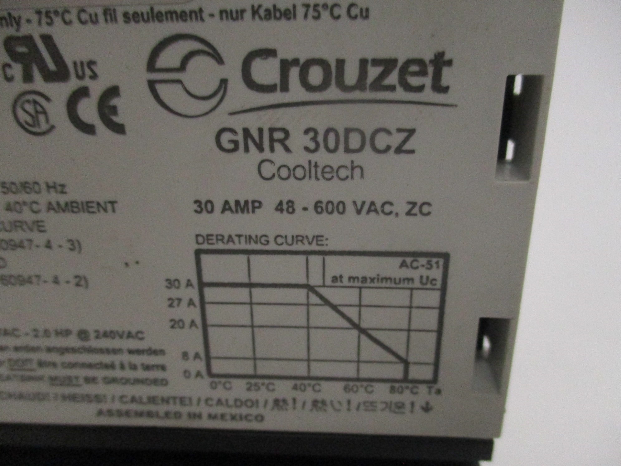 CROUZET GNR30DCZ 48-600VAC 30A NSMP