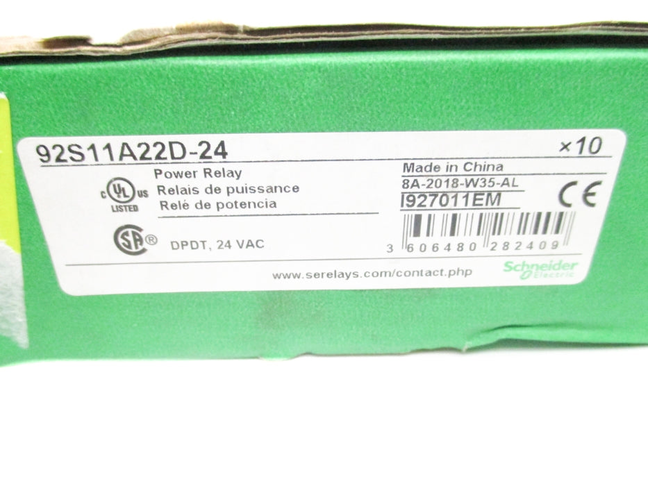 SCHNEIDER ELECTRIC 92S11A22D-24 24VAC (PKG OF 10) NSMP