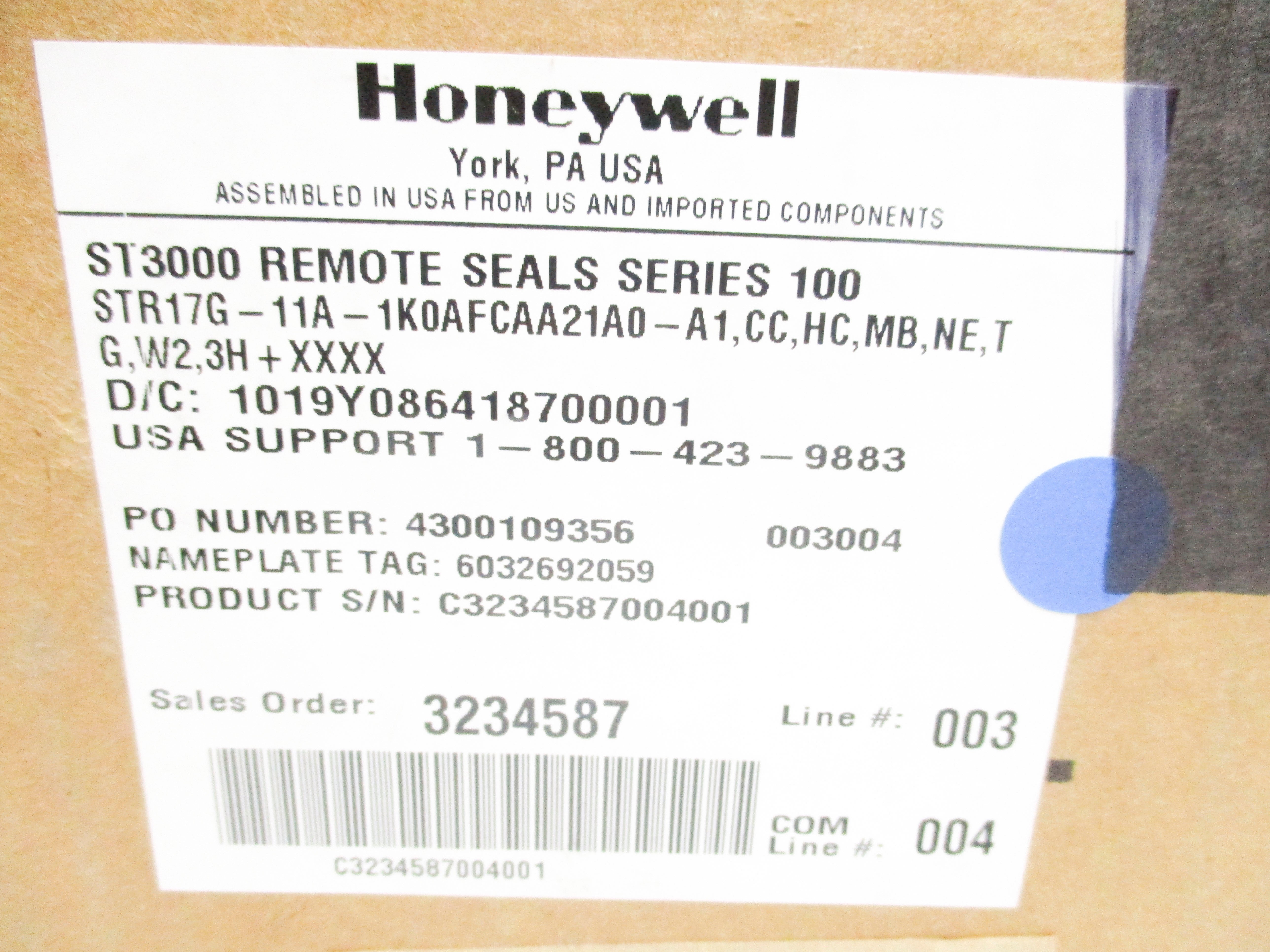 HONEYWELL STR17G-11A-1K0AFCAA21A0-A1,CC,HC,MB,NE,TG,W2,3H+XXXX NSMP