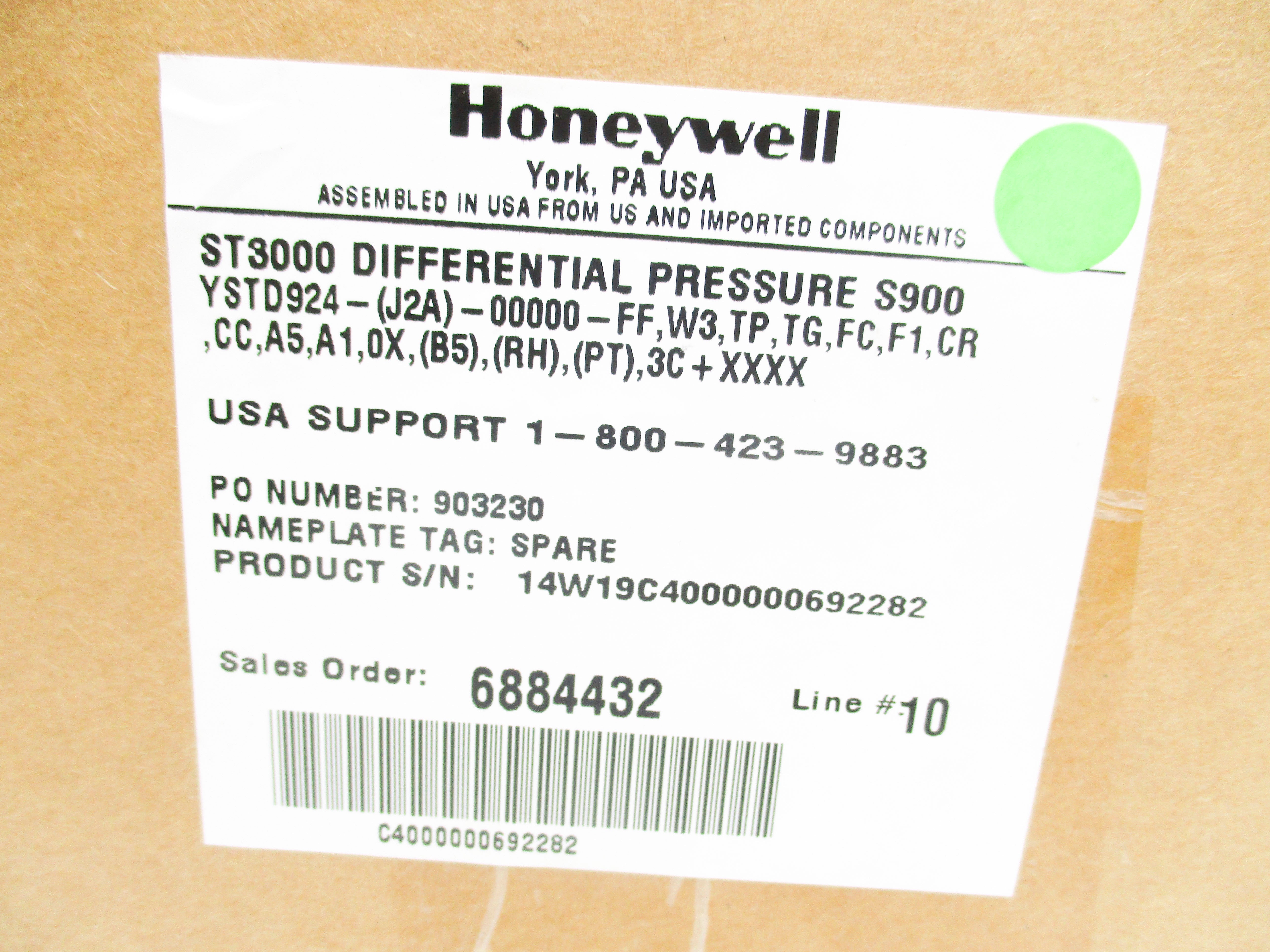 HONEYWELL YSTD924-(J2A)-00000-FFW3TPTGFCF1CRCCA5A10X(B5)(RH)(PT)3C+XXXX NSMP