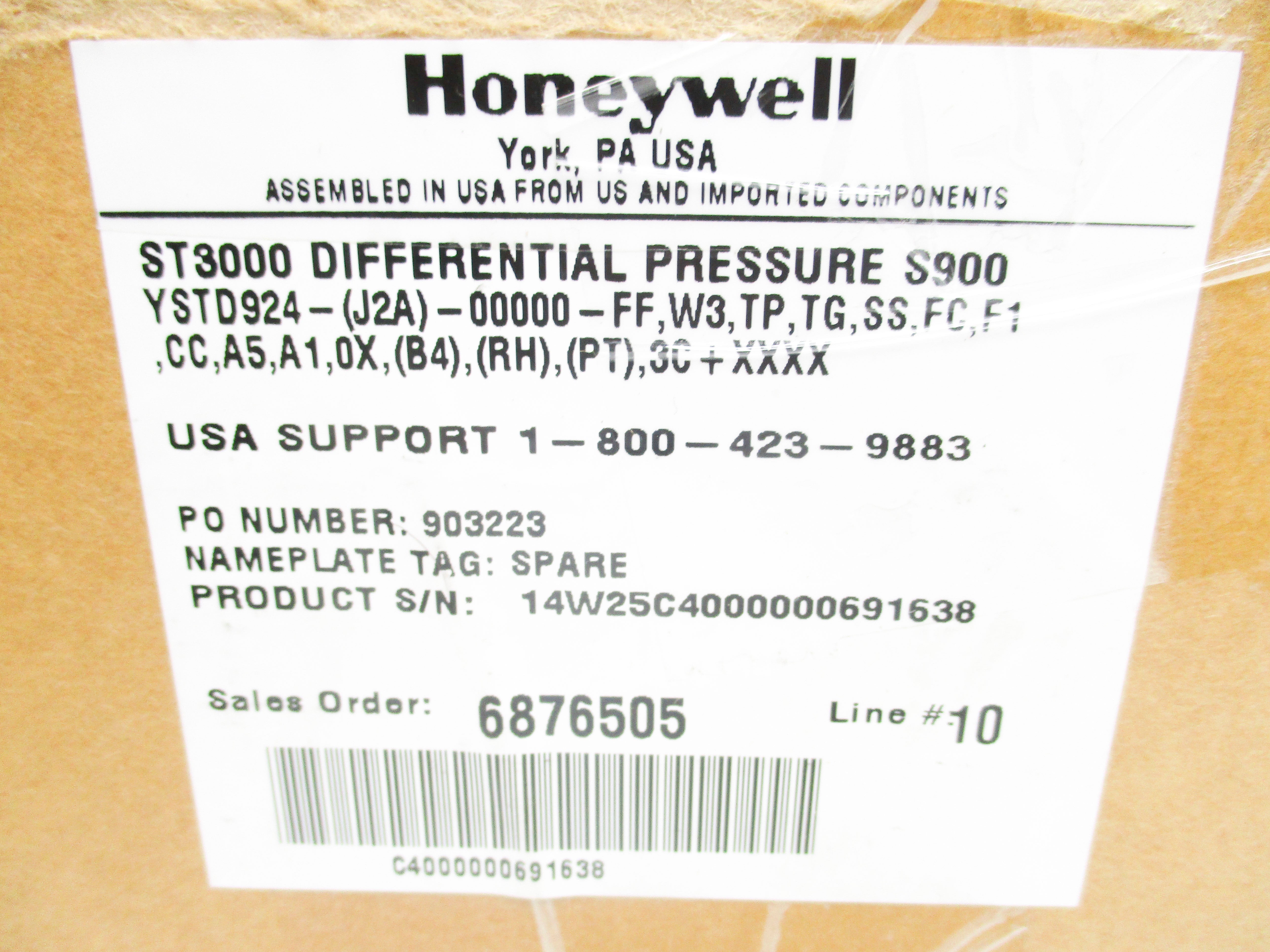 HONEYWELL YSTD924-(J2A)-00000-FFW3TPTGSSFCF1CCA5A10X(B4)(RH)(PT)3C+XXXX NSMP