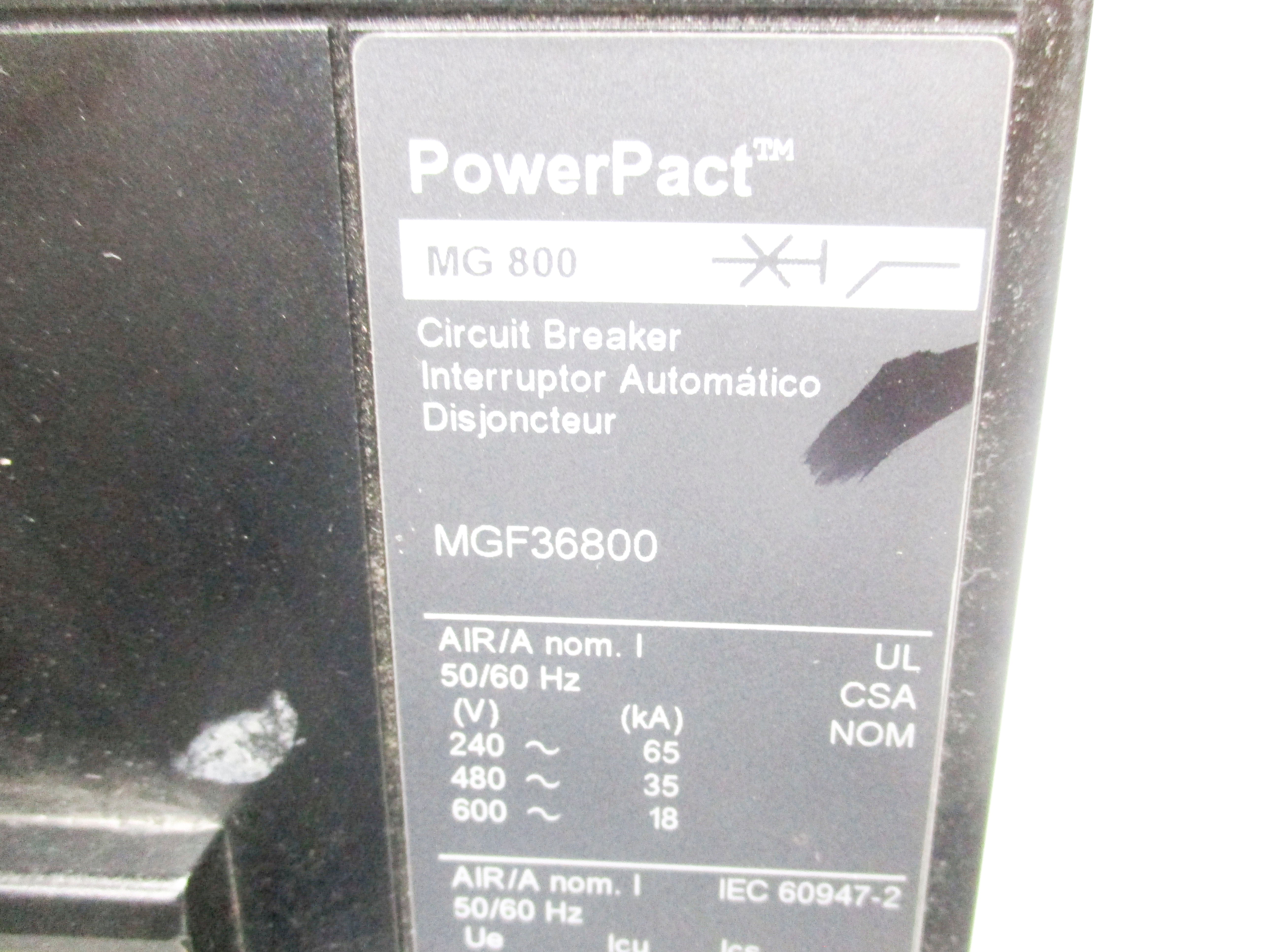 SQUARE D MGF36800 800A 600V UNMP