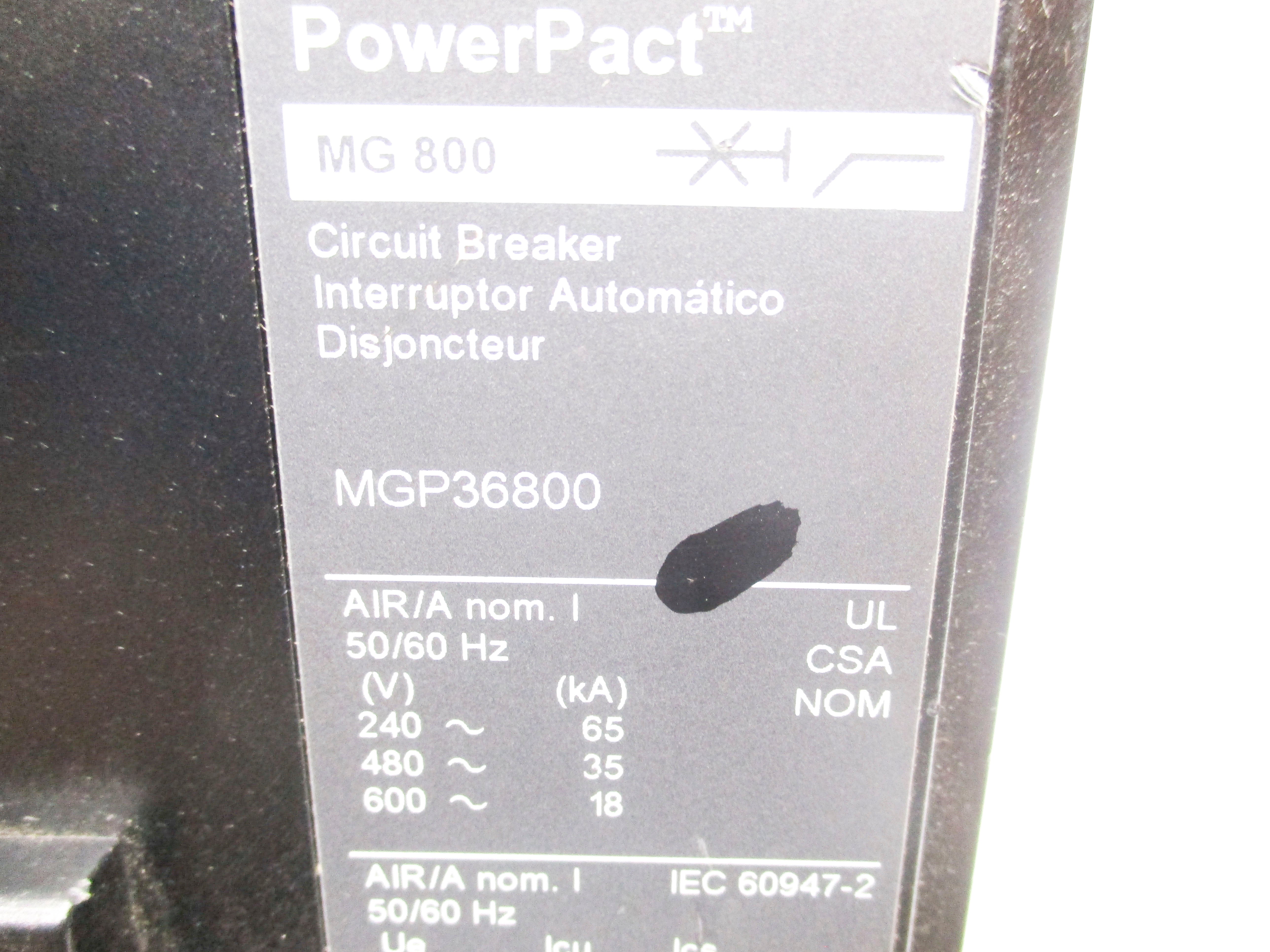 SQUARE D MGP36800 800A 600V UNMP