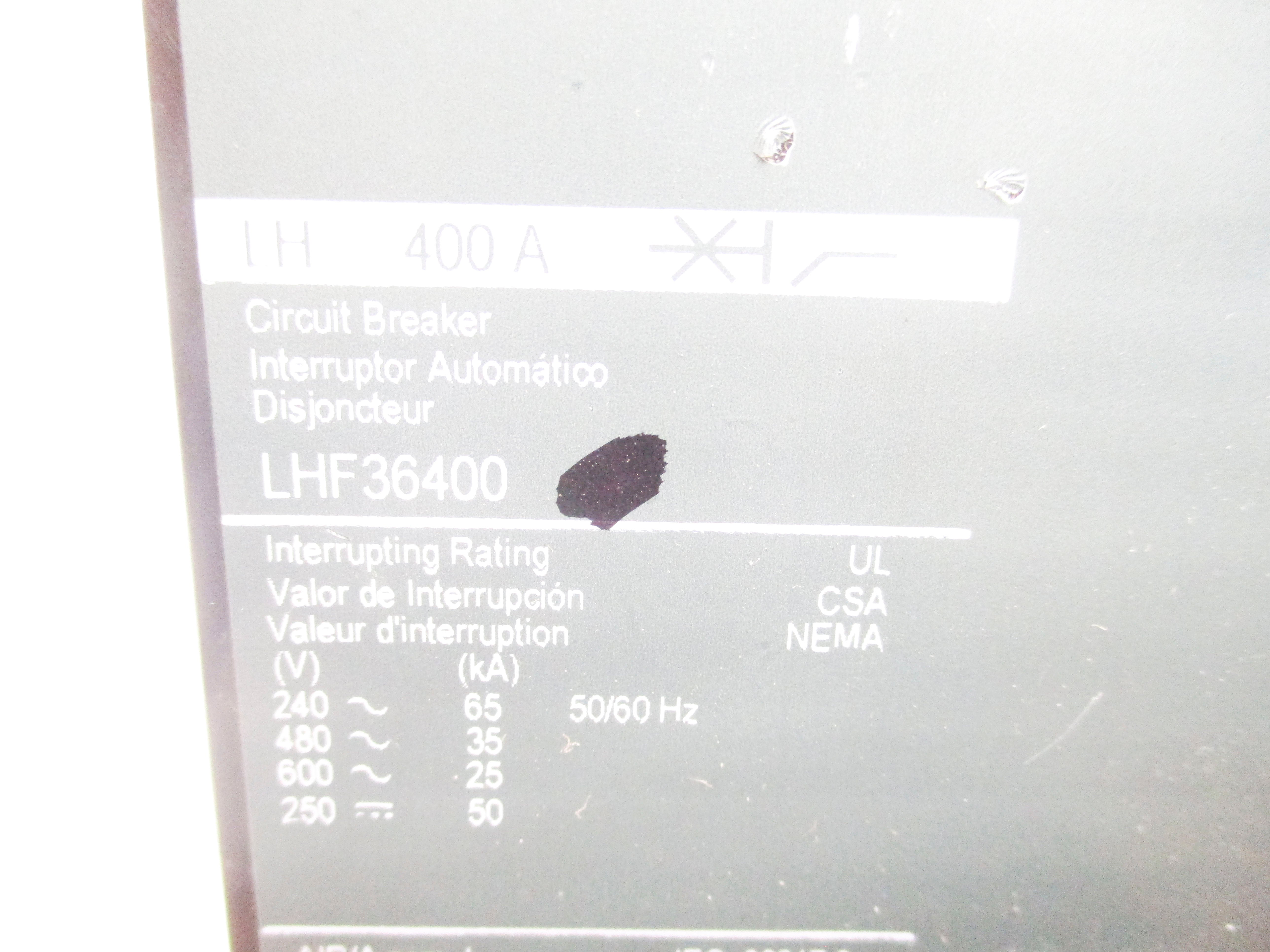 SQUARE D LHF36400 400A 600V UNMP