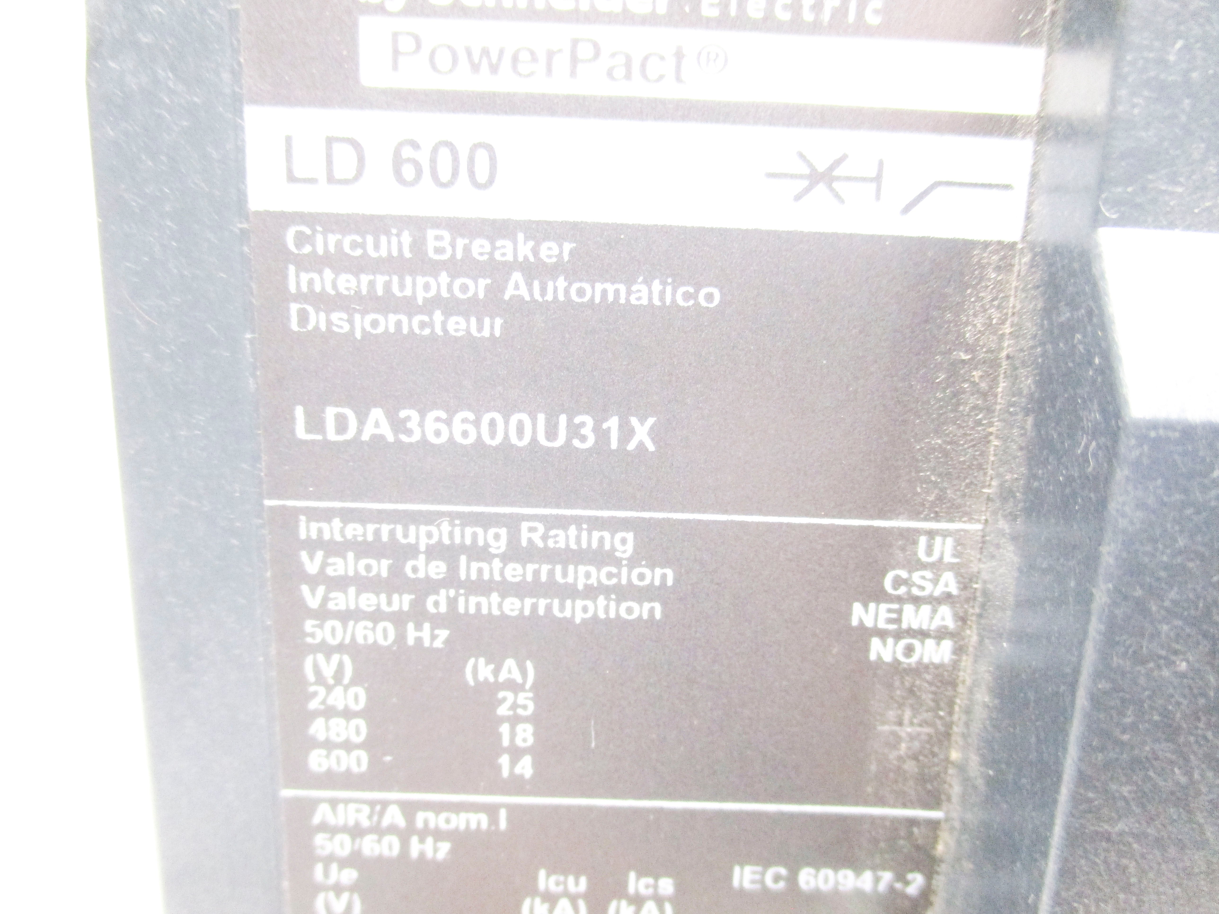 SQUARE D LDA36600U31X 600A 600V NSNP