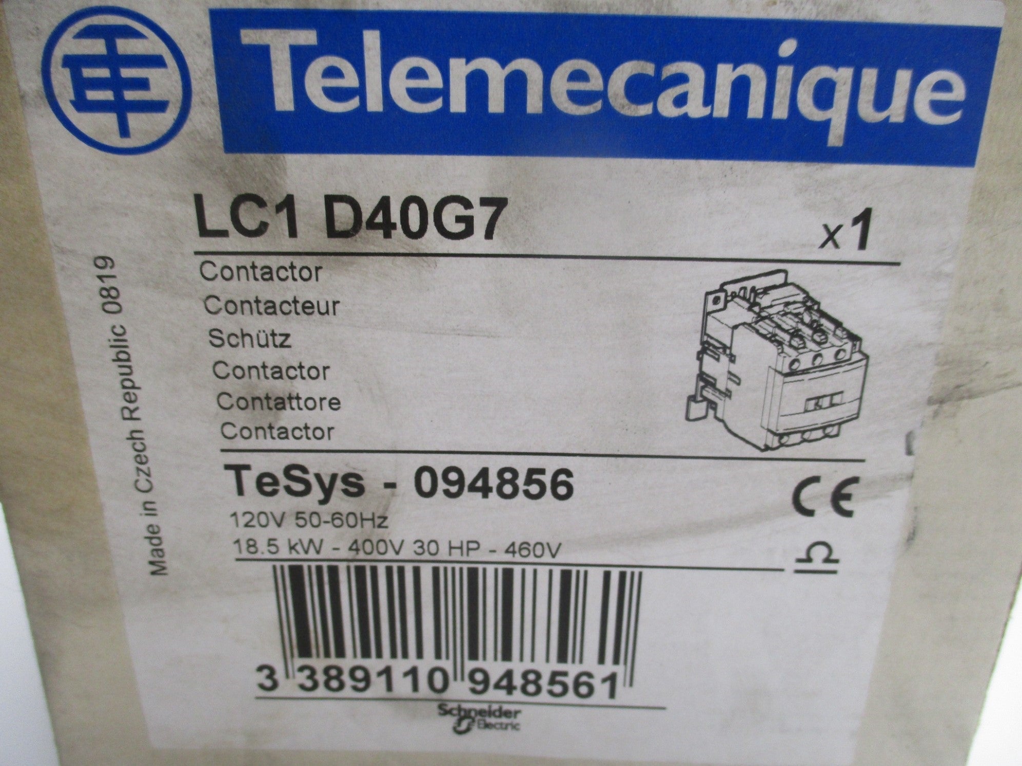 TELEMECANIQUE LC1D40G7 120V NSMP
