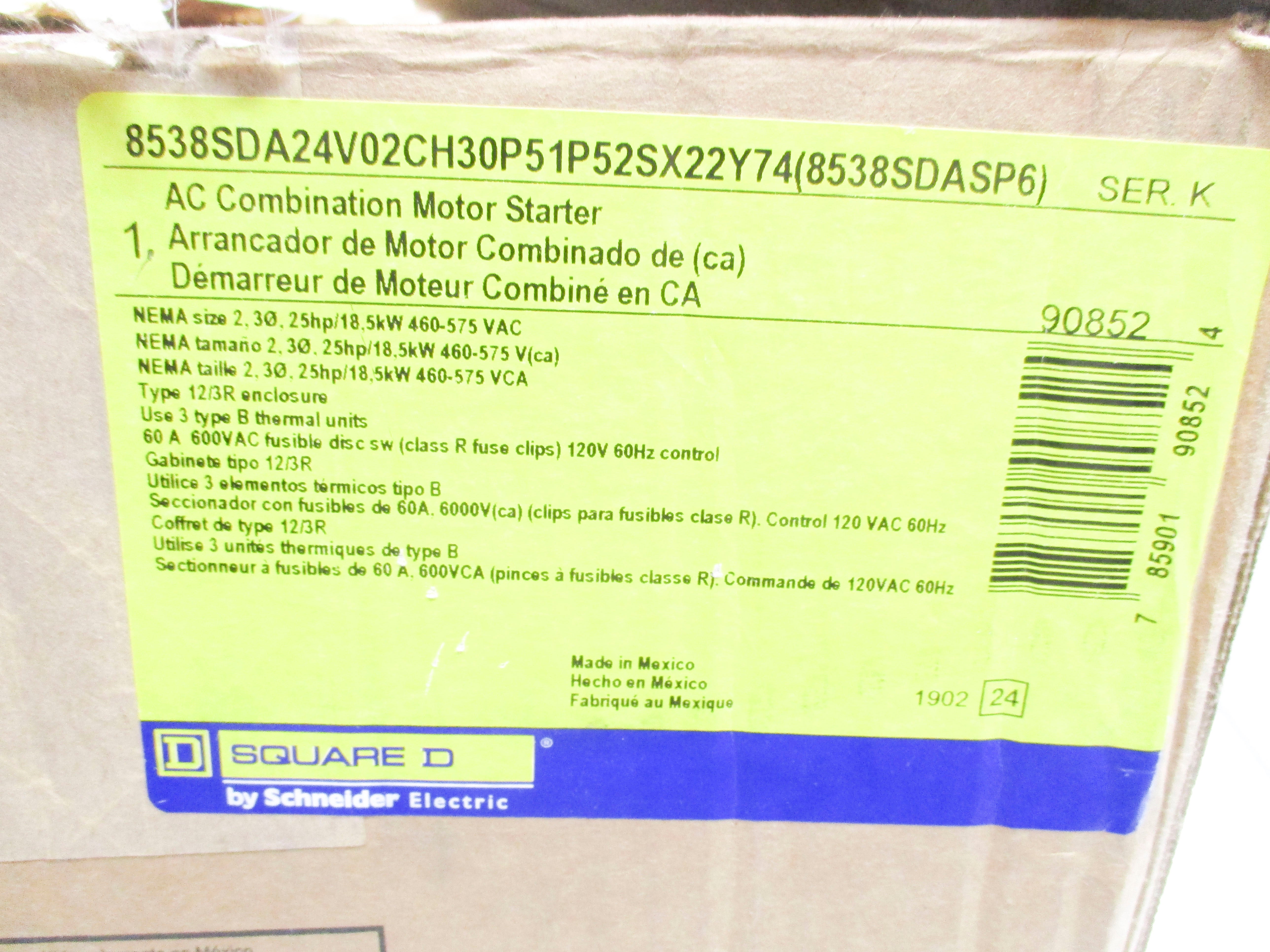 SQUARE D 8538SDA24V02CH30P51P52SX22Y74(8538SDASP6) SER. K NSMP
