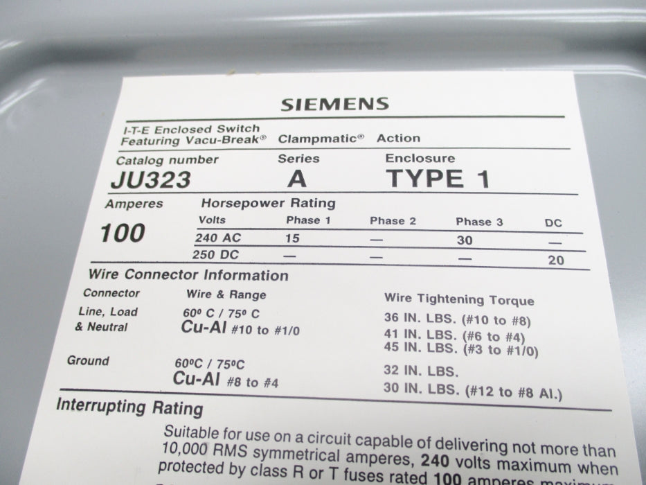 SIEMENS JU323 SER. A NSMP