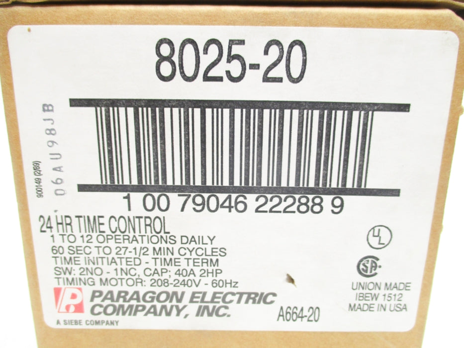 PARAGON ELECTRIC 8025-20 NSMP