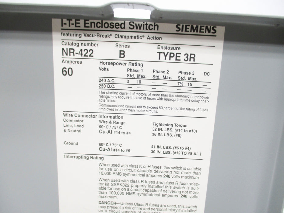 SIEMENS NR422 SER. B NSMP