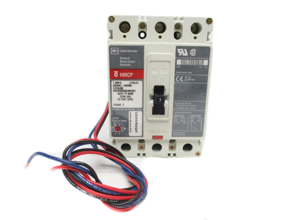 CUTLER HAMMER HMCP007C0CA01S21 SER. C 7A 600VAC UNMP