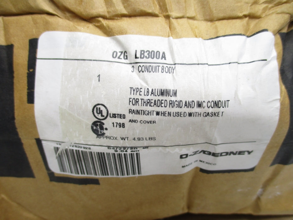 O-Z/GEDNEY LB300A (AS PICTURED) NSMP