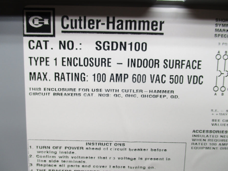 CUTLER HAMMER SGDN100 NSMP
