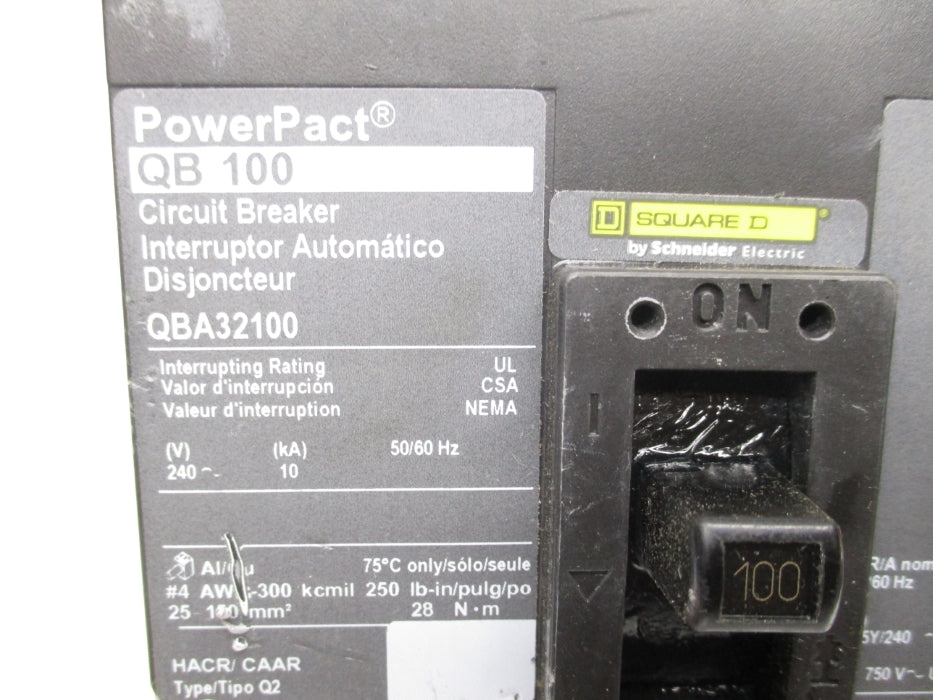 SQUARE D QBA32100 100A 240V NSNP
