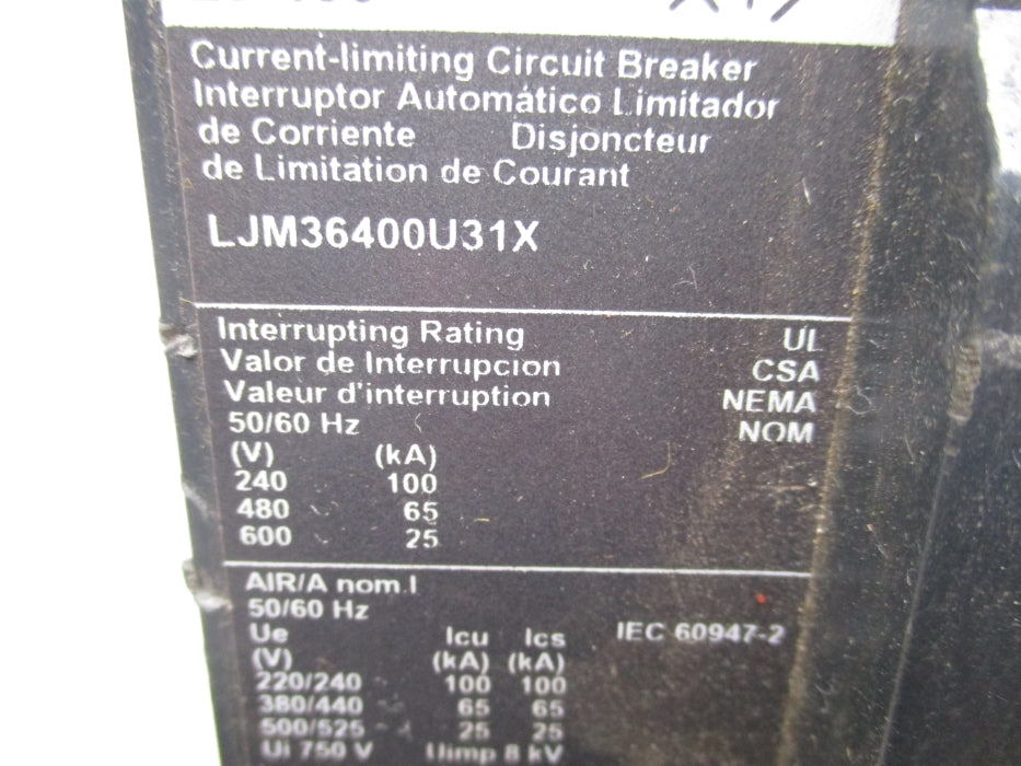 SQUARE D LJM36400U31X 600V 400A (AS PICTURED) UNMP
