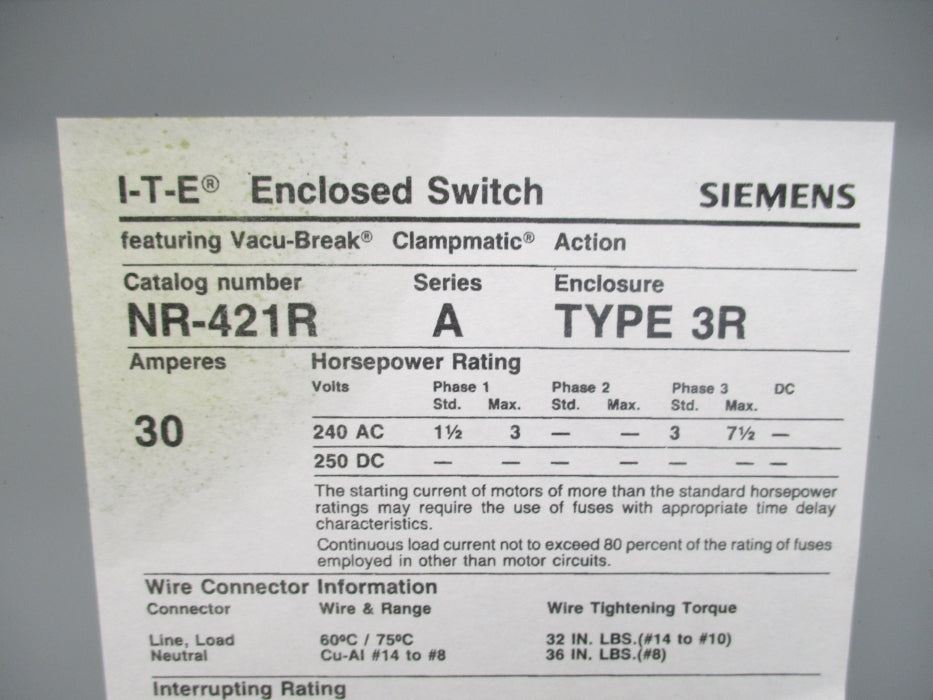 SIEMENS NR421R SER. A NSMP