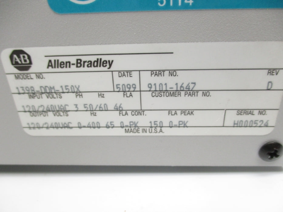 ALLEN BRADLEY 1398-DDM-150X REMAN