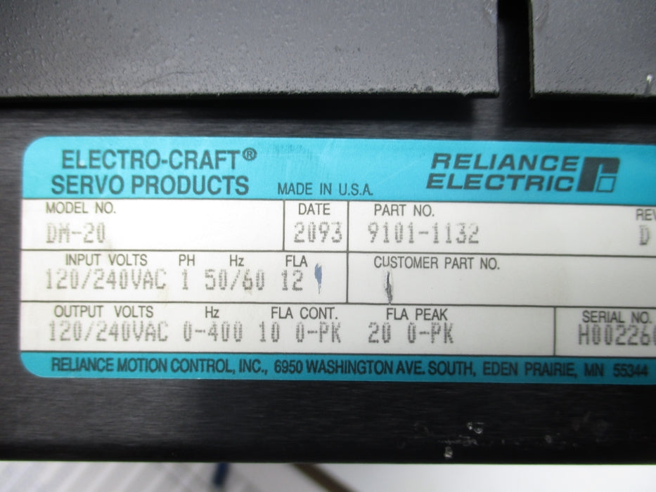 RELIANCE ELECTRIC 9101-1132 DM20 UNMP