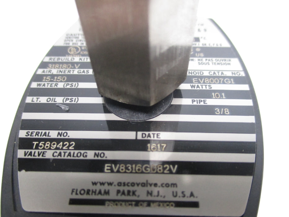 ASCO EV8316G082V 110/120V 15-150PSI NSMP