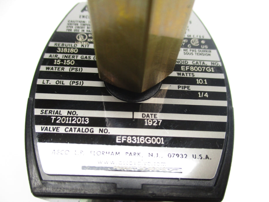 ASCO EF8316G001 22/24V 15-150PSI 1/4" NSMP