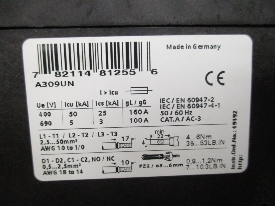 CUTLER HAMMER A309UN SER. A5 NSMP