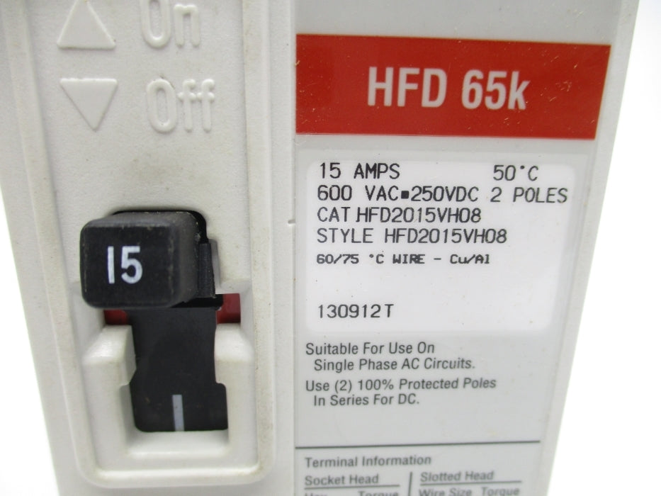 EATON HFD2015VH08 15A 600VAC (AS PICTURED) NSMP