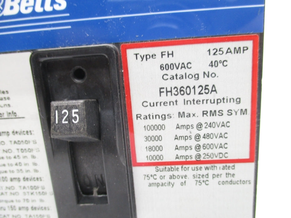 THOMAS&BETTS FH360125A 125A 600VAC NSMP