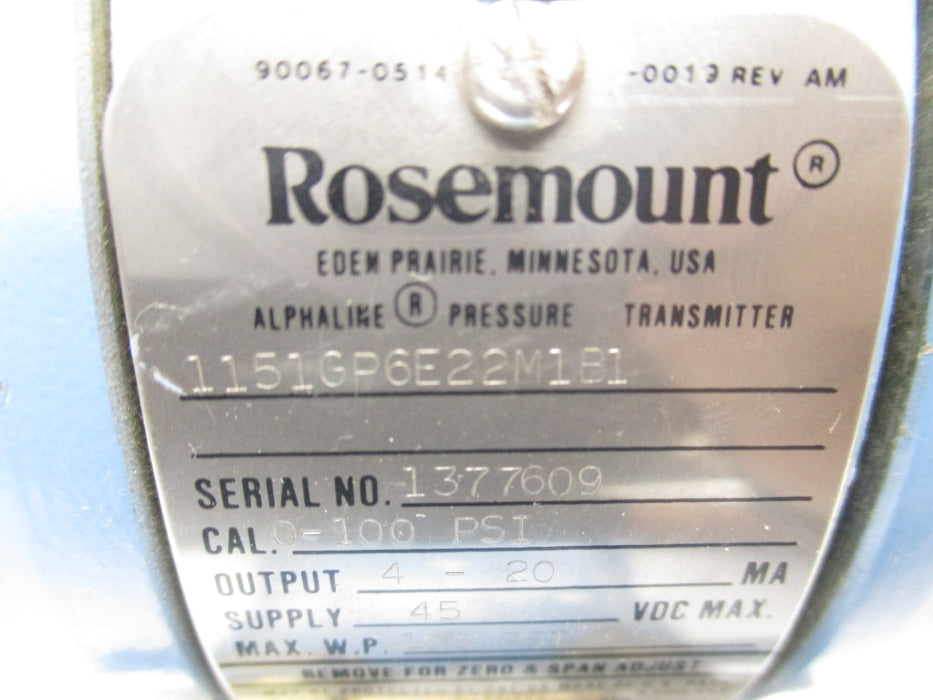 ROSEMOUNT 1151GP6E22M1B1 UNMP