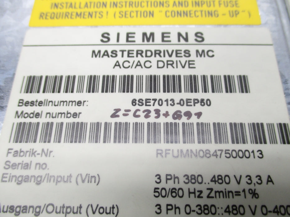 SIEMENS 6SE7013-0EP50 NUPI