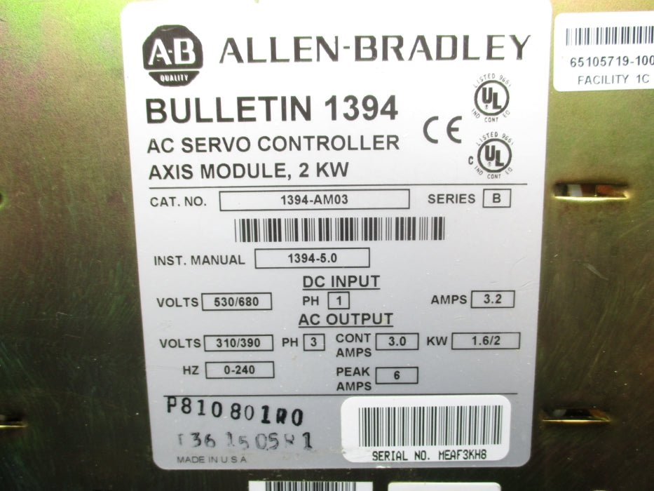 ALLEN BRADLEY 1394-AM03 SER. B REMAN