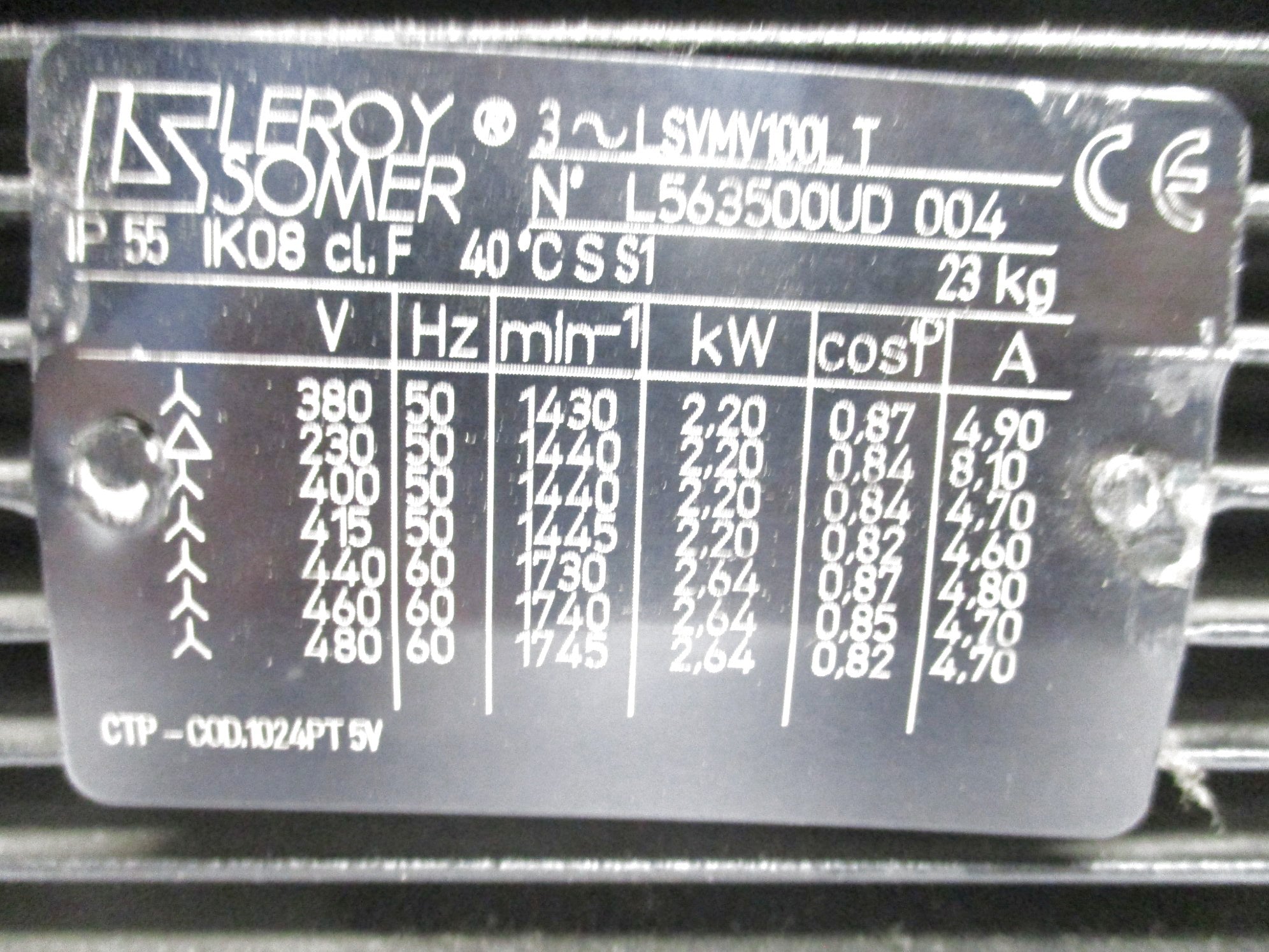 LEROY SOMERS LSVMV100LT  (AS IS) UNMP