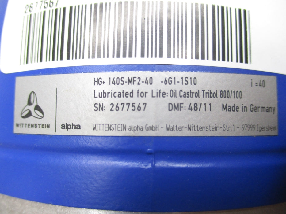 WITTENSTEIN HG+140S-MF2-40-6G1-1S10 NSMP