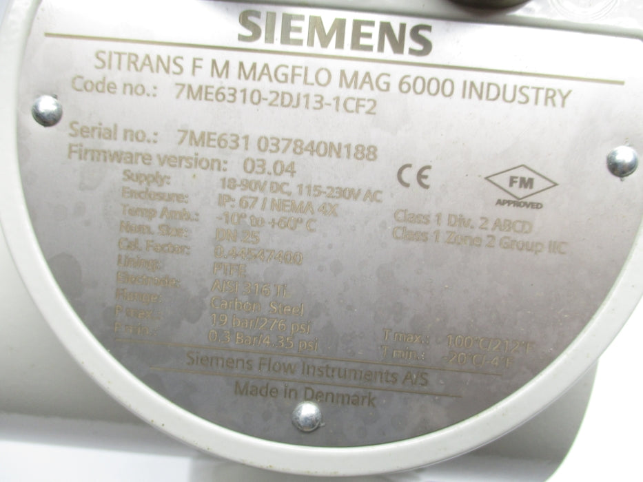 SIEMENS 7ME6310-2DJ13-1CF2 276PSI NSMP