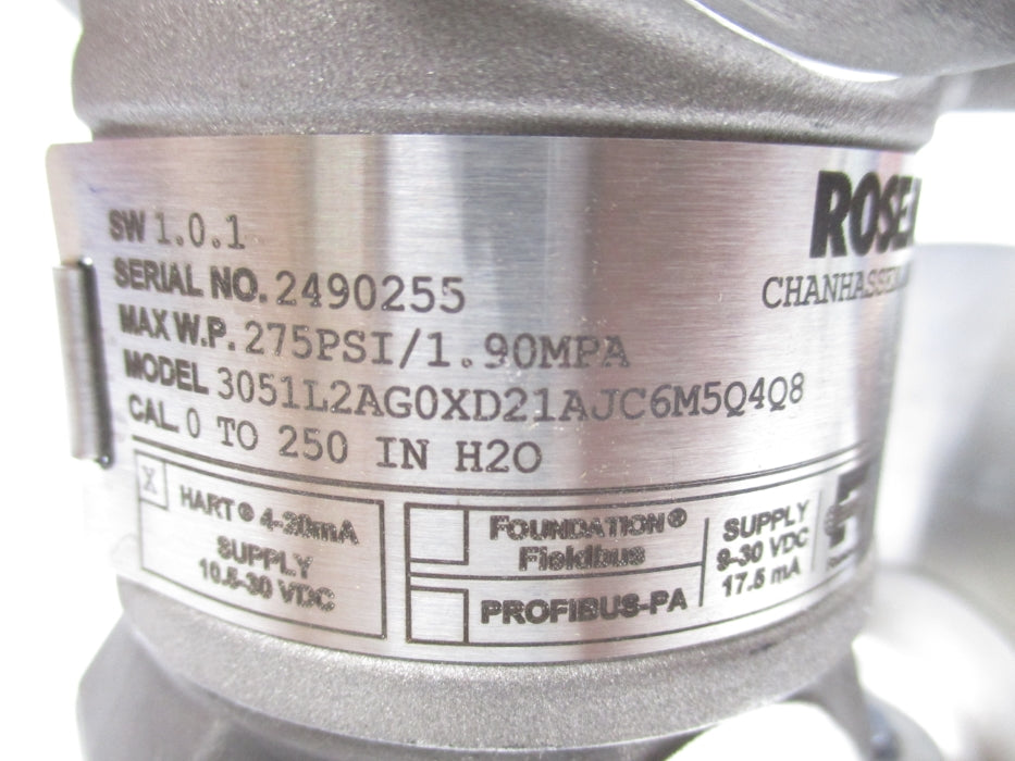ROSEMOUNT 3051L2AG0XD21AJC6M5Q4Q8 275PSI NSMP