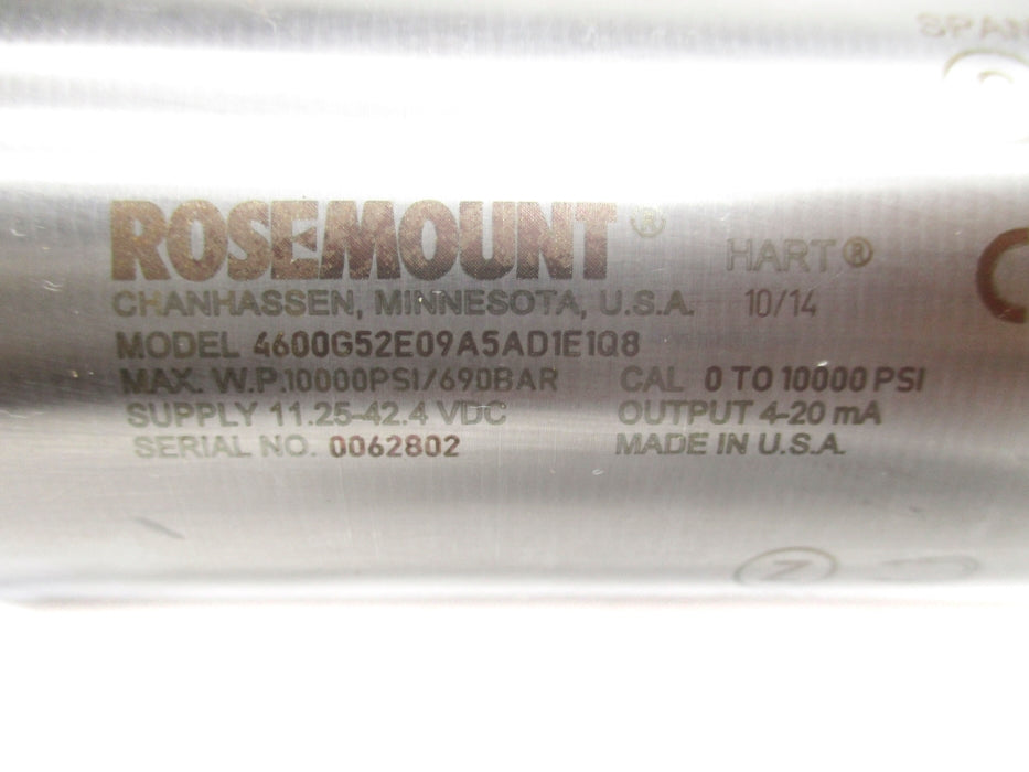 ROSEMOUNT 4600G52E09A5AD1E1Q8 0-10000PSI NSNP