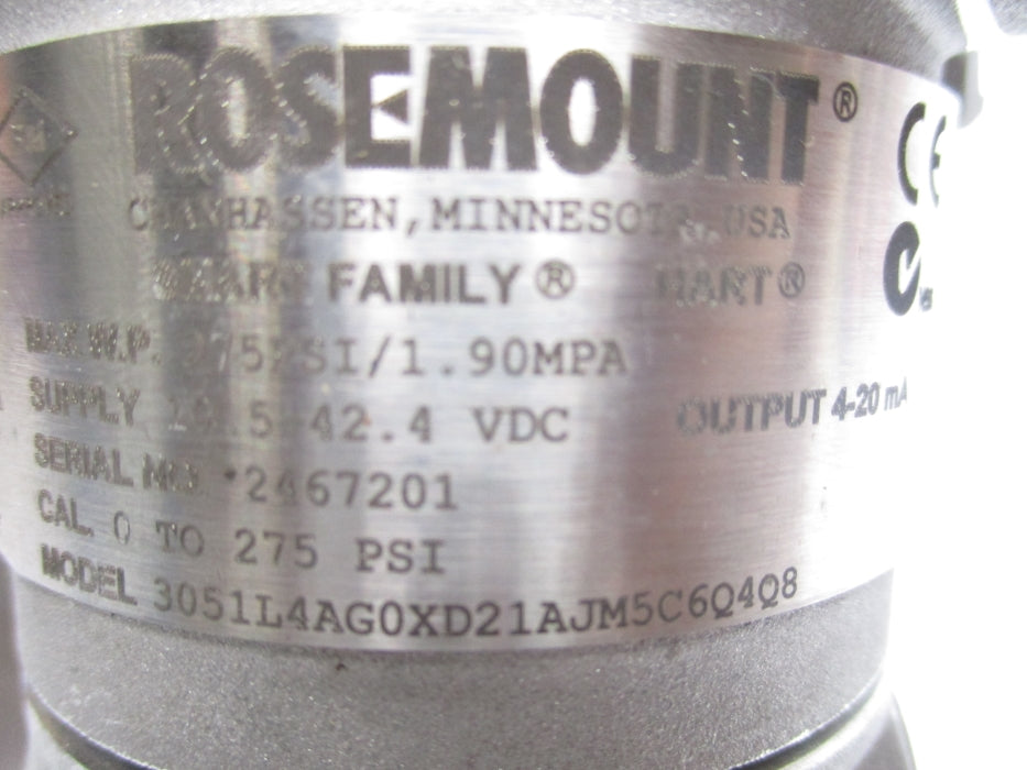 ROSEMOUNT 3051L4AG0XD21AJM5C6Q4Q8 0-275PSI NUPI