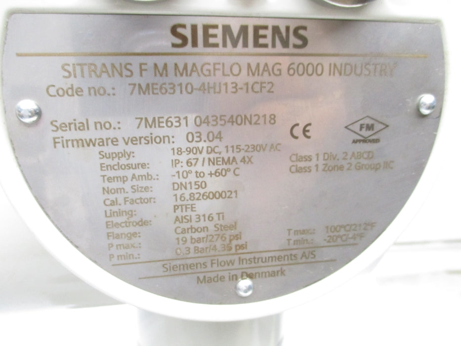 SIEMENS 7ME6310-4HJ13-1CF2 4.35-276PSI NSNP