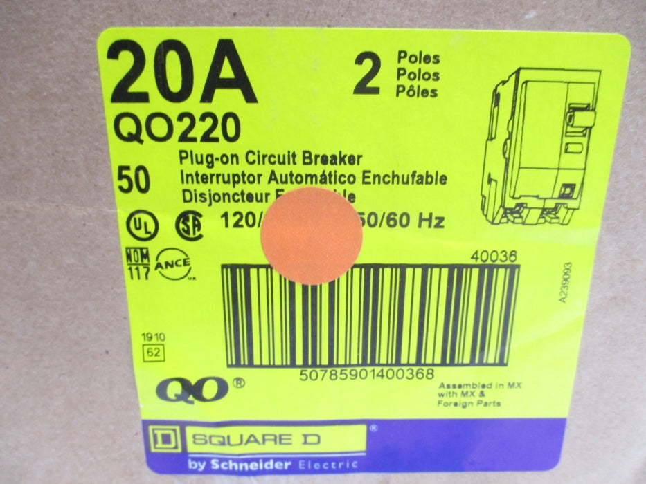 SQUARE D QO220 20A 120/240V (PKG OF 50) NSMP