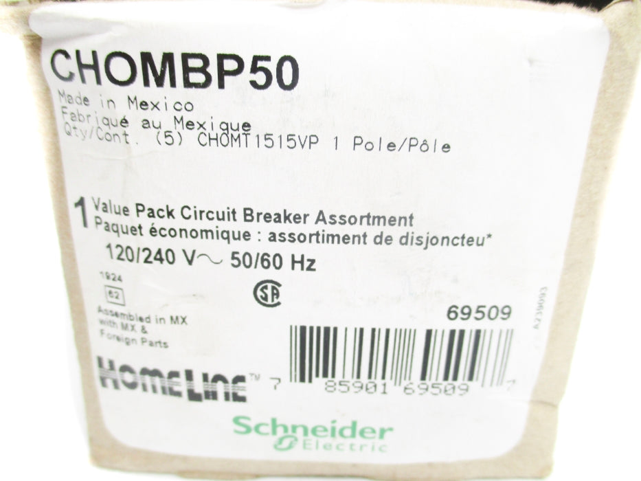 SCHNEIDER ELECTRIC CHOMBP50 15-15A 120/240V (PKG OF 5) NSMP