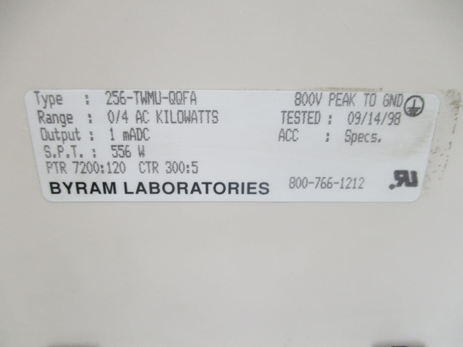 BYRAM LABORATORIES 256-TWMU-QQFA NSNP